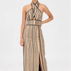 Striped Midi Halter Dress C/MEO Collective Size 4 NWT